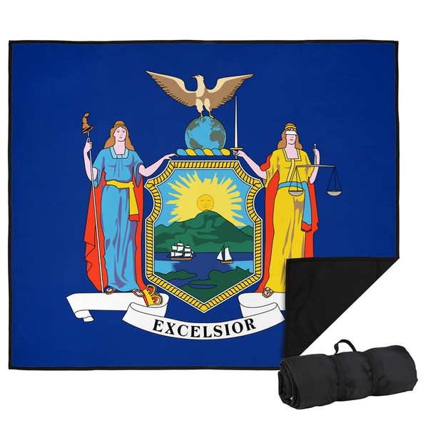 LOGOVISION New York Flag Picnic Outdoor Blanket, 50"x60" Foldable Blanket