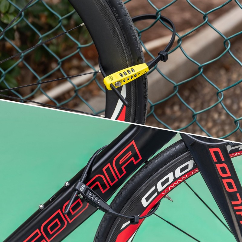 CXWCX Cable Lock with Combination Code, 3-Digit Steel Bicycle Lock