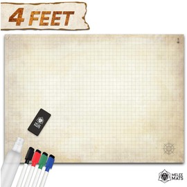 Battle Grid Game Mat - Ultra Durable Polymer Material - Role Playing DND Map - Reusable Tabletop Square Mats - RPG Dungeons and Dragons Dry Erase Vinyl - Large Set for Starters and Masters 34.5x48