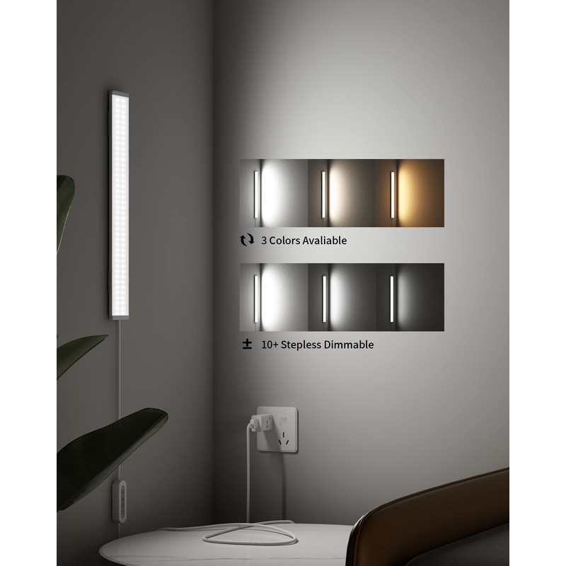 ASOKO Under Desk Light, 16Inch Dimmable LED Under Cabinet Lighting,