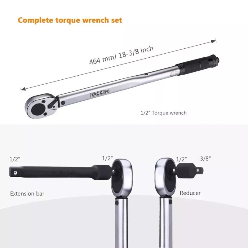 Tacklife 1/2 inch Drive Click Torque Ratcheting Wrench with Impact
