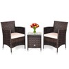 COSTWAY 3 PCS Patio Furniture Set, Outdoor Wicker Conversation Set