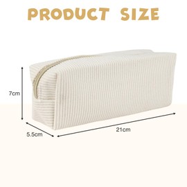 Aesthetic Case, Pencil Case Girls Corduroy Pencil Case Adult Corduroy Fabric Kalidi Pencil Case Flowers Corduroy Fabric Pencil Case Adult Pencil Case, cream, Korean Version