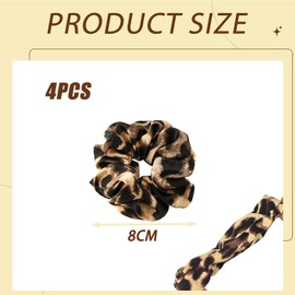 4 PCS Big Leopard Print Hair Scrunchies for Women, Soft and Durable Leopard Print Silk Scrunchies for Hair, Large Scrunchie Very Suitable for Girls and Women Daily use Special Occasions for