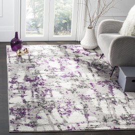 SAFAVIEH Skyler Collection SKY193R Modern Abstract Non-Shedding Living Room Bedroom Accent Area Rug, 4' x 6', Grey / Purple