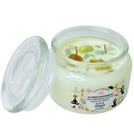 Lucernis Vela Aromática de Soya con Cuarzos – Flores Hawaianas – Con Ágata Amarilla para Luz & Alegría