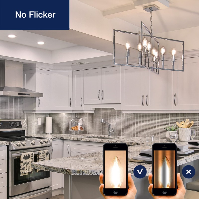 FLSNT 40W Equivalent LED Chandelier Light Bulbs, Dimmable Amber LED