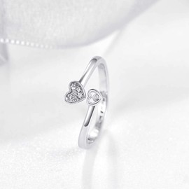 TANGPOET Thumb Ring for Women 925 Sterling Silver Adjustable Open Ring, Engraved I am Enough Inspirational Ring, Jewellery Gifts for Women Girls, Sterling Silver