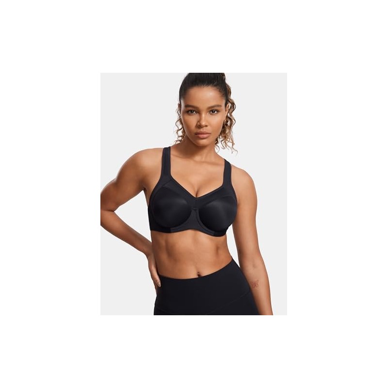 SYROKAN Sports Bra Non-Sway Large Size High Support Molded Cup