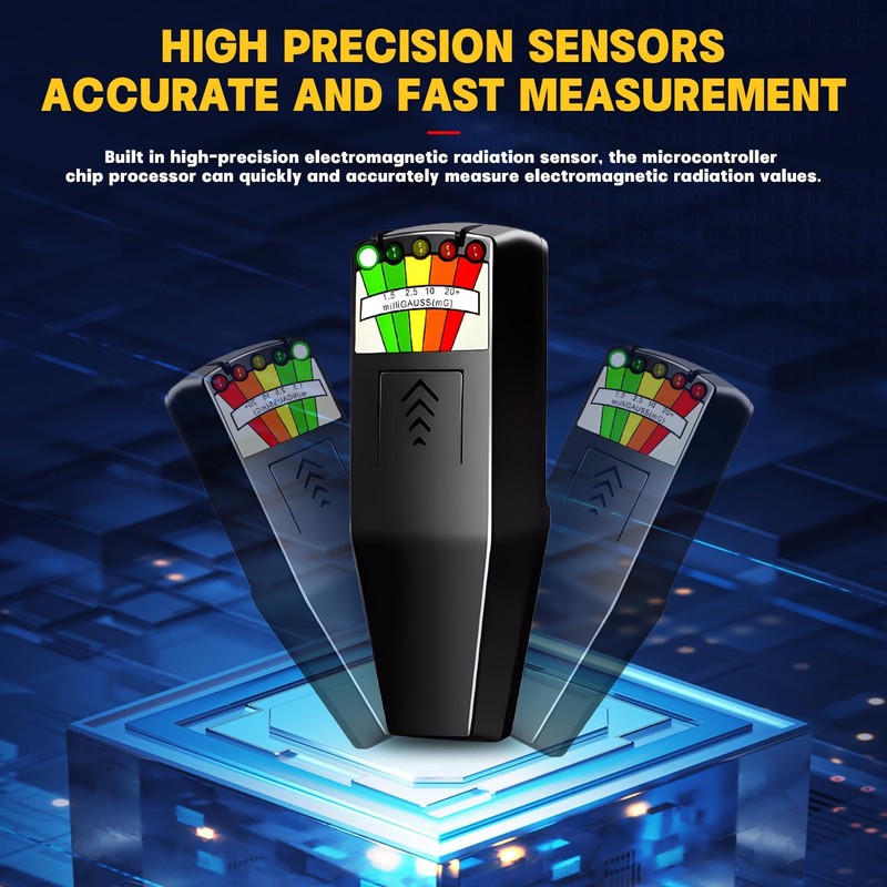 EMF Meter with 5 LED Indicator, Magnetic Field Detector for