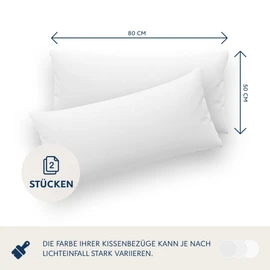 Dreamzie Pillowcases, 50 x 80 cm (Set of 2), 100% Jersey Cotton, 150 g/m², White, Resistant and Hypoallergenic