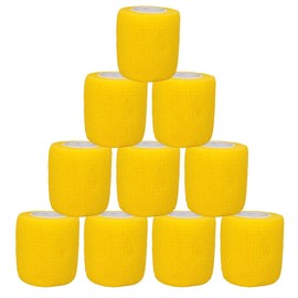 VIERSHU 10 Rollen Selbsthaftende Bandage Tape Sport Haftbandage Verband Pflasterverband Fixierbinde Elastische Selbstklebender F??r Finger Handgelenk und Sprunggelenk 5cm X 4.5m (Gelb)
