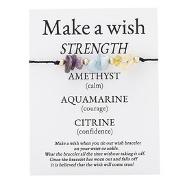 MMIUAEG Stress Relief Anxiety Yoga Bracelet Natural Stone Inspirational Bracelets with Wish Card Love Empath Strength Crystal Bracelets for Birthday Friendship-F