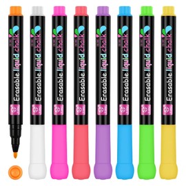 Blackboard Pen, Erasable Liquid Chalk Pens, Whiteboard Marker Pens, Chalk Pens for Blackboards Fine Tip, Wipeable for Chalkboard, Window, Glass