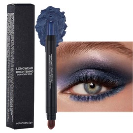 Sparkling Blue Eyeshadow Stick - Waterproof, Hypoallergenic, Fine Sparkle - Long Lasting, Highly Pigmented Eye Shadow Pencil with Brush for Stunning Eye Makeup Looks