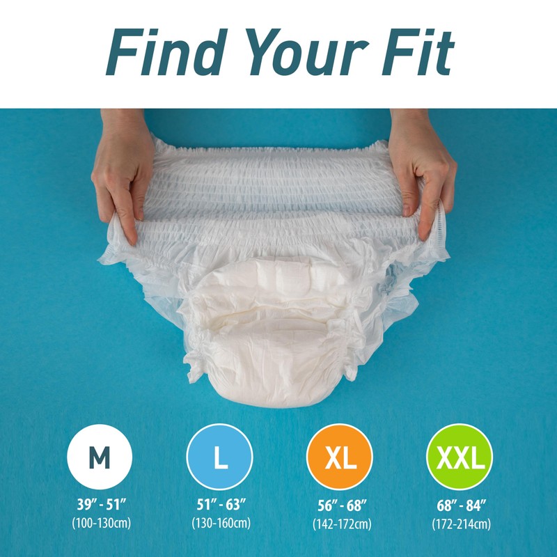 MED PRIDE Premium Disposable Adult Underwear, 12 Count, XX-Large (68"