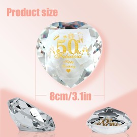 50th Birthday Gifts for Women,K9 Heart Crystal Keepsake,50th Gift Ideas for Wife,Daughter,Sister,Mum,Happy 50 Years Birthday Decorations For women,Included Box & Jewelry Cloth