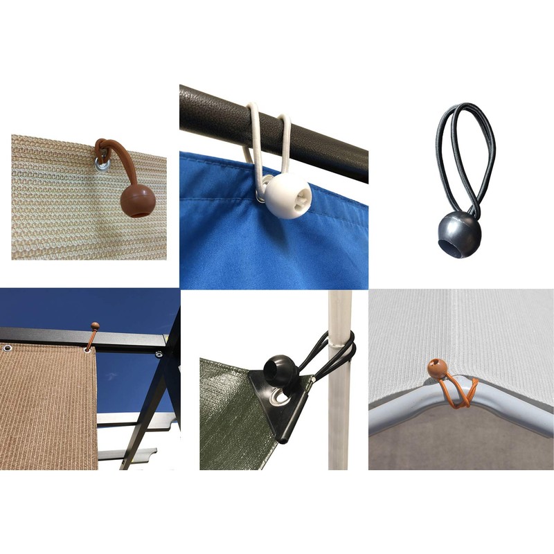 Canopy Ball Bungee Cords, 6-Inch, 6-Piece (5, Brown)