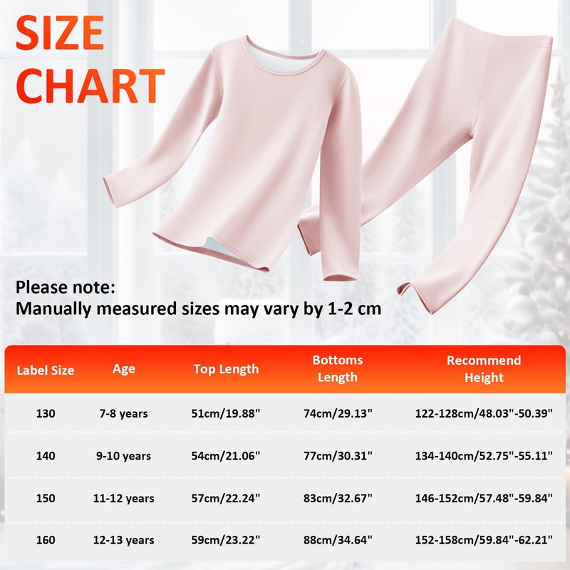 Hoseay Biancheria Intima Termica Bambino, Set Intimo Termico Ragazze, Maglia