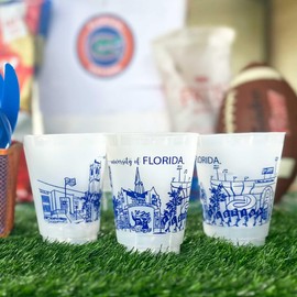 University of Florida (Gainesville, Florida) Campus Skyline Frosted Shatterproof Cup 10 Pack - Elegant Party Cups 16 oz. Reusable cups for UF game day - Cute Cup set for for gatherings