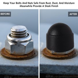 Black Plastic Hex Nut Bolt Dome Cap Cover M8 Nut and Bolt Protective Caps Cover Hexagonal - Pack of 30