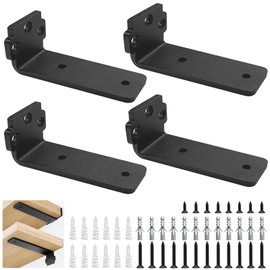 Pack of 4 Shelf Brackets, Shelf Brackets, 10 cm / 12.5 cm, Black L-Shaped Shelf Brackets for Wall Mounting, Bookshelves, Decorative Shelves etc. (4 Inches, Black)