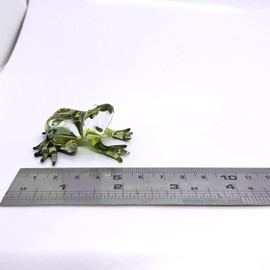 Sansukjai Frog Miniature Animals Figurines Hand Painted Blown Glass Art Collectible Gift Home Décor, Green Gold