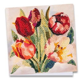 Ideen mit Herz Diamond Painting Greeting Card | 16cm x 16cm | 370gsm | Includes Envelope & Tools (Tulip Bouquet)