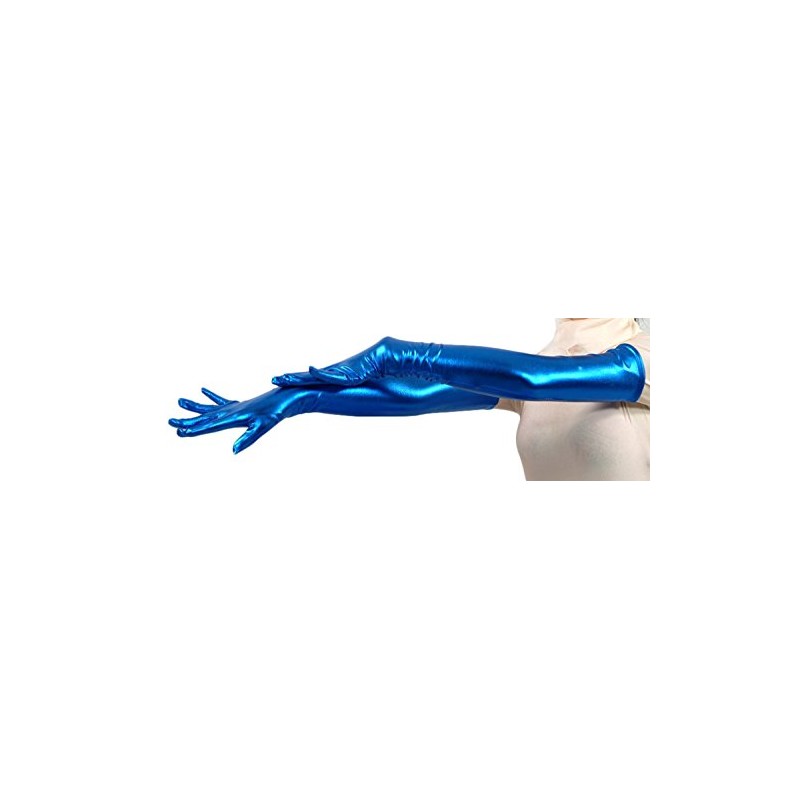 VSVO - Guantes de Licra metálicos Brillantes para Mujer, Azul