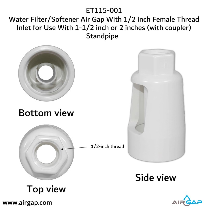 Water Filter/Softener Air Gap With 1/2-inch Female Thread Inlet for