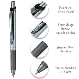 Bolígrafo EnerGel Deluxe Tinta Negra Caja 12 Piezas-BL77-A