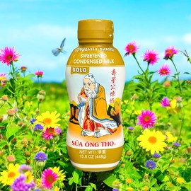 1 Pack - Longevity Gold Sweetened Condensed Milk Full Cream - Sua Dac Ong Tho - 15 Oz per Bottle - Product of Canada