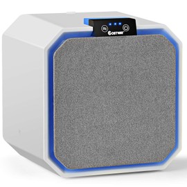 COSTWAY Air Purifier, Desktop Air Cleaner with Ionizer Dust Sensor, 3 Wind Speed Air Filter, Touch Screen and Air Filtration System for Home and Office