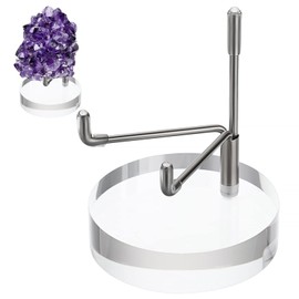 Hipiwe Adjustable Metal Arms Display Stand Easel with Acrylic Base Small Display Easel Holder for Fossil Coral Geodes Rock Mineral Agate Crystals Seashell and Small Collectibles, 2.4*2.4*3.1 inch