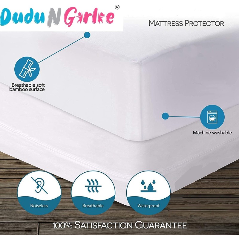 Dudu N Girlie Waterproof Single Mattress Protector 100% Cotton Terry