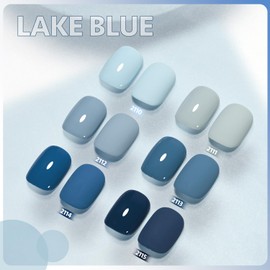 GAOY Blue Navy Gel Nail Polish Set, 6 Colors Nude Gray Baby Blue Soak Off UV Light Cure Gel Polish Kit for Salon and Nail Art DIY at Home