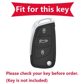 KUNIO Car Key Fob Cover Case fit for Peugeot 107 207 307 308 fit for Citroen C2 C3 C4 C5 C4L DS3 DS4 DS5 DS6 Key Cover TPU Flip Key Bag Key Case Protector Keychain 3 Buttons White
