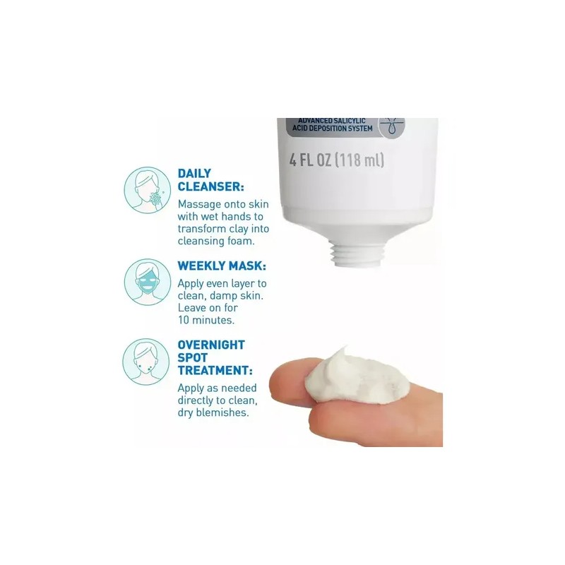 Cerave Limpiador Espuma Arcilla Para Acné 236ml