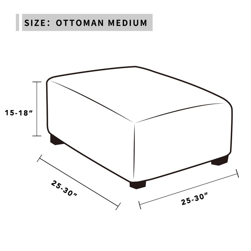 Easy-Going Stretch Square Ottoman Cover 30x30x15inch Cream