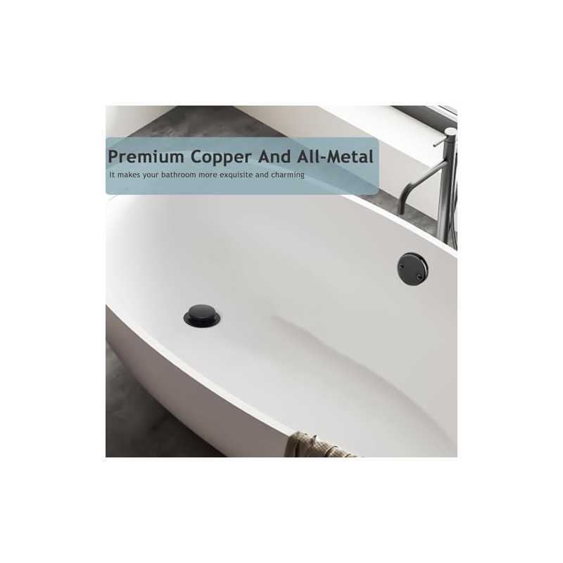 Tip-Toe Bathtub Drain Kit with Two-Hole Overflow Plate, Bath Tub