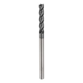 sourcing map Carbide Square Nose End Mill Bit 3/16" Cut Dia 4 Flutes TiAlN Coated Milling Cutter for Hardened Steel Metal (3/16" Shank 1" Cut Length 3" Long 30 Degree Helix)