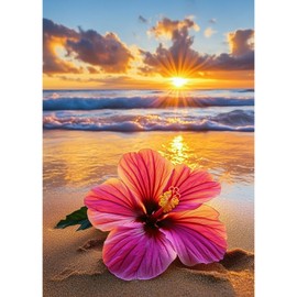 TOSTOG Diamond Painting for Adults, Flowers on the Beach Diamond Painting Kits Full Drill Pictures 5D DIY Diamond Painting Set 30 x 40 cm for Wall Decoration