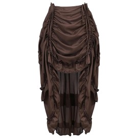 KUOSE Women's Steampunk Skirt Asymmetric Chiffon Lace Tulle Skirt Plus Sizes, Brown- 1