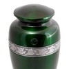 Silver Engraved Cremation Urn for Human Ashes | Green Aluminum