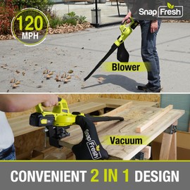 SnapFresh Leaf Vacuum, 2-in-1 Cordless Blower & Vacuum with 4.0Ah Battery