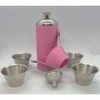 Giggle Golf 8 oz Pink Flask With 4 Shot Glasses