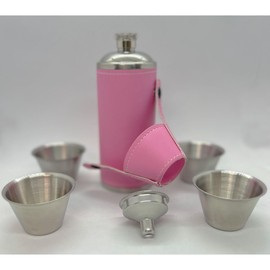 Giggle Golf 8 oz Pink Flask With 4 Shot Glasses & 1 Funnel