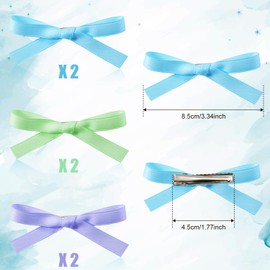 Pack of 6 Cute Hair Claw Clips Plain Hair Bow Hair Accessories for Women Girls (Blue, Green, Purple)