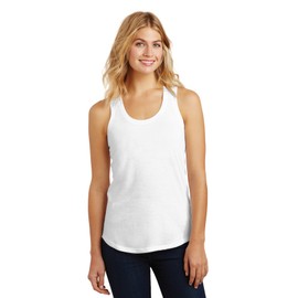 District Made Ladies Perfect Tri Racerback Tank. DM138L White