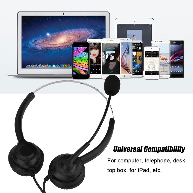 Call Center USB Headset Noise Cancelling 360° Rotation Earmuffs Mute